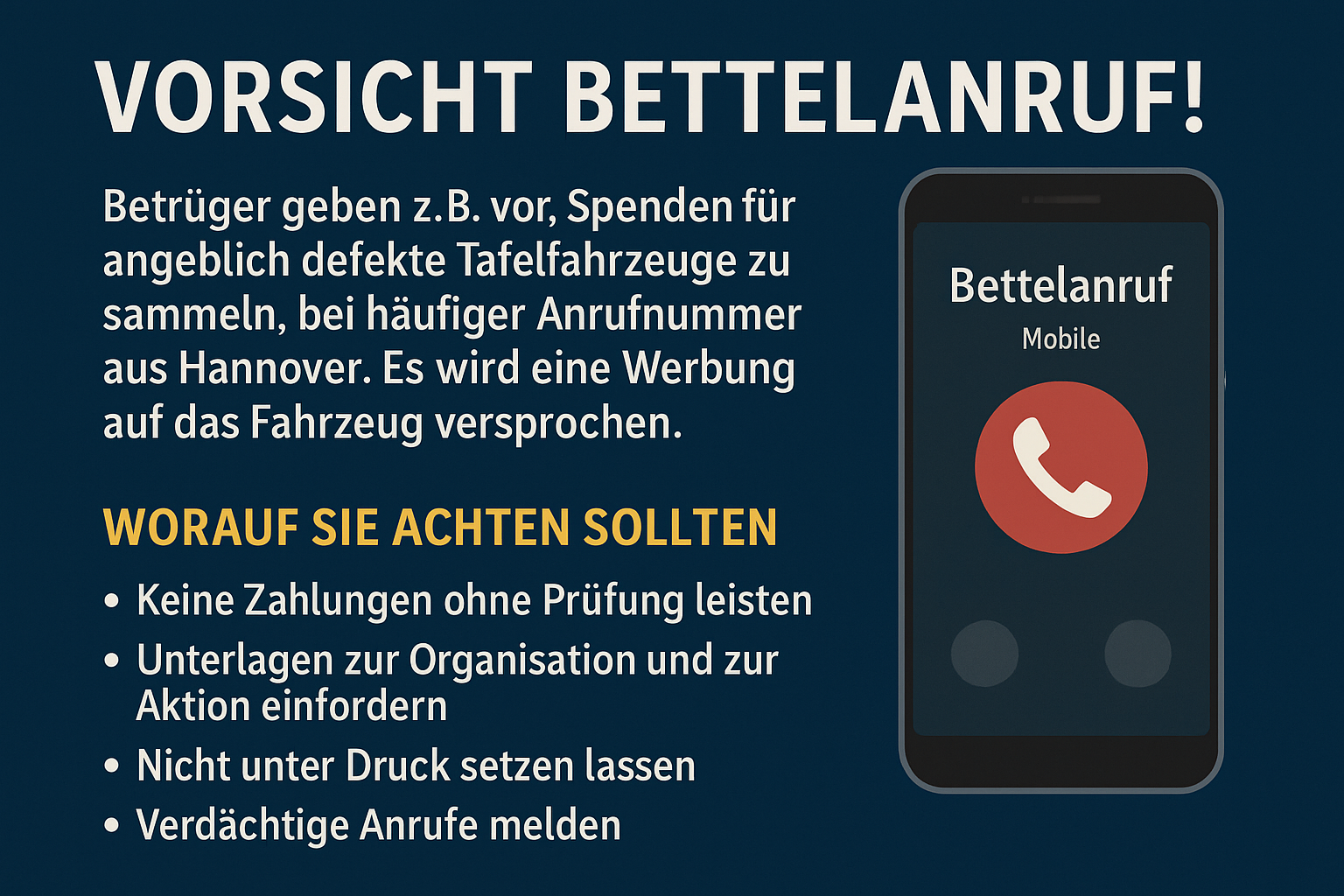 Bettelanrufe Betrüger Hannover