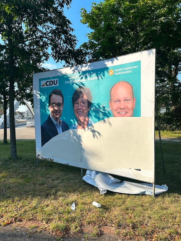 Wahlplakate in Hannover zerstört: CDU und Die Hannoveraner berichten von Vandalismus